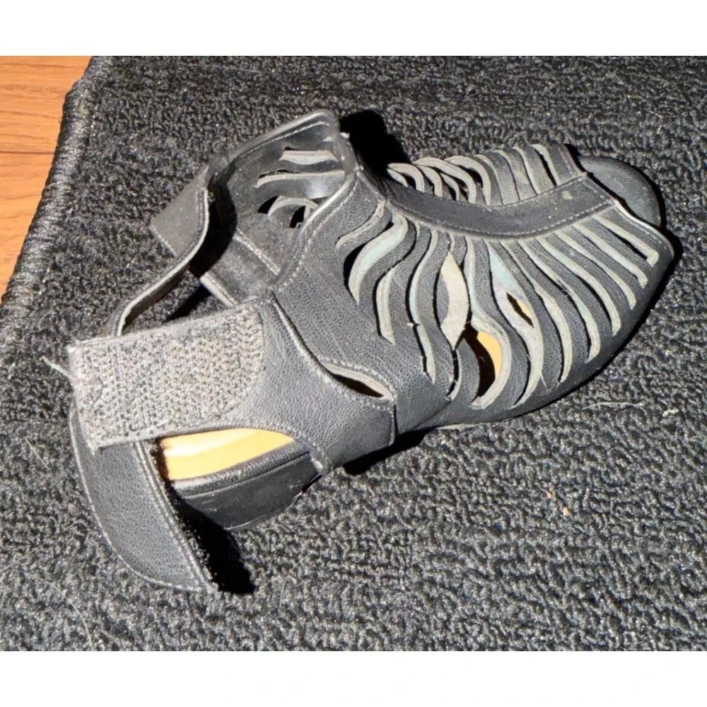 Soda - Black Leatherette Peep Toe Slit Slingback Sandals Size 13